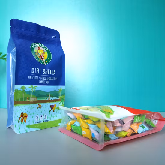 Matte Transparent Packaging Bag Flat Bottom Stand up Pouch for Snack Food with Zipper