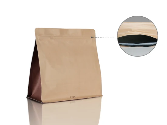 Bolsas de fondo plano de 500 gramos, bolsas de embalaje de nueces, papel Kraft marrón con ventana transparente