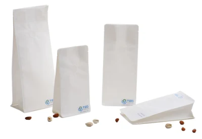 Suministros de embalaje Bolsas de papel blancas de fondo plano y bolsa con ventana
