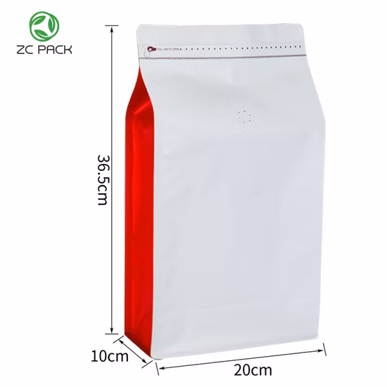 Bolso de empaquetado del café de la válvula de la bolsa de la parte inferior plana del papel de aluminio negro mate impreso personalizado