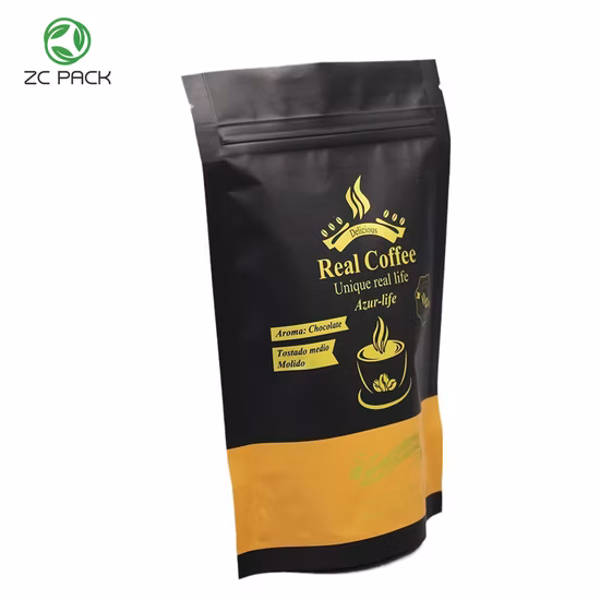 Bolsa de plástico resellable con cremallera a prueba de olores, café, té, polvo, embalaje de pie