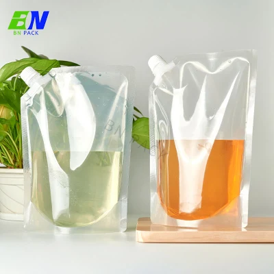 500ml 1L Reciclable Jugo transparente Empaque Levántese la bolsa del canalón